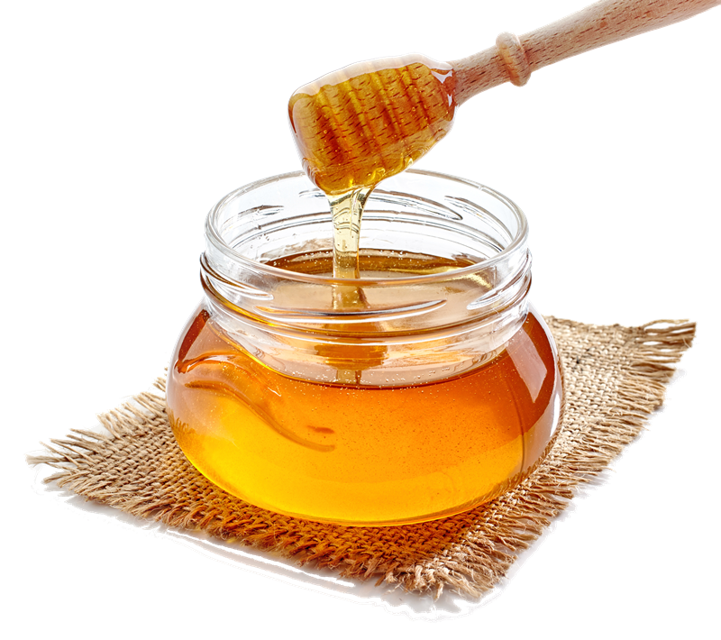 jarof honey with honey spoon