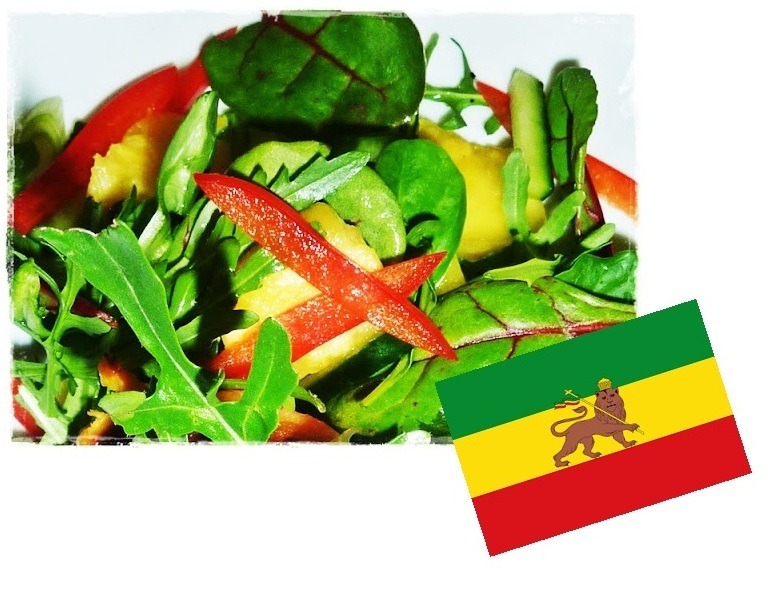 rastarian flag and salad