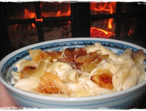 blue cheese pasta log fire